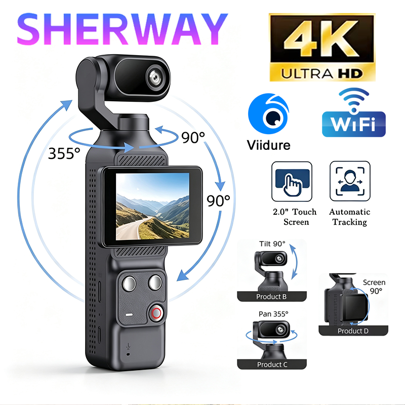 Garden Camera - Action Camera con Gimbal 4K/1080P, Videocamera